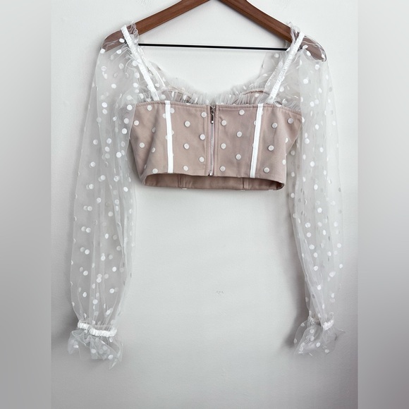 Runaway the label RNWY Hello Molly Polka Dot bustier Corset Crop Top Sheer XS 2 - Picture 4 of 8